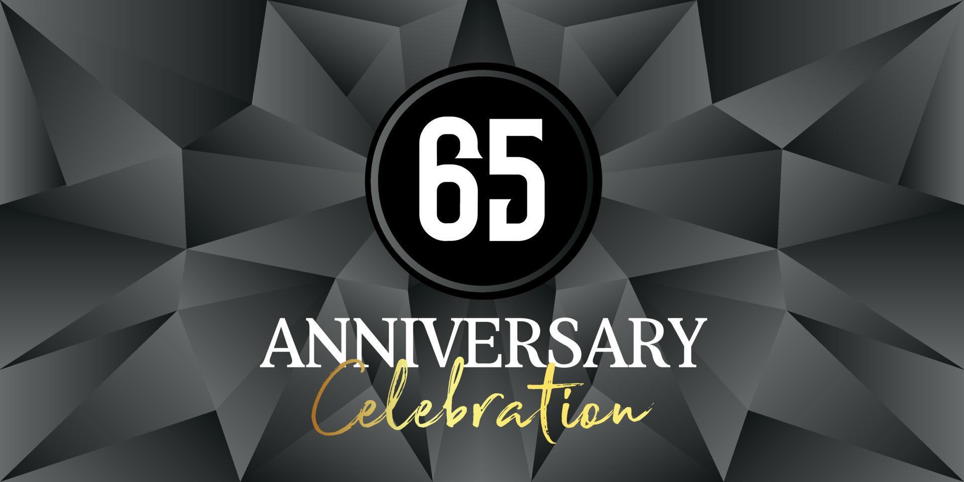 65 year anniversary celebration logo design white and gold color on Elegant Black Background Vector Art abstract background vector
