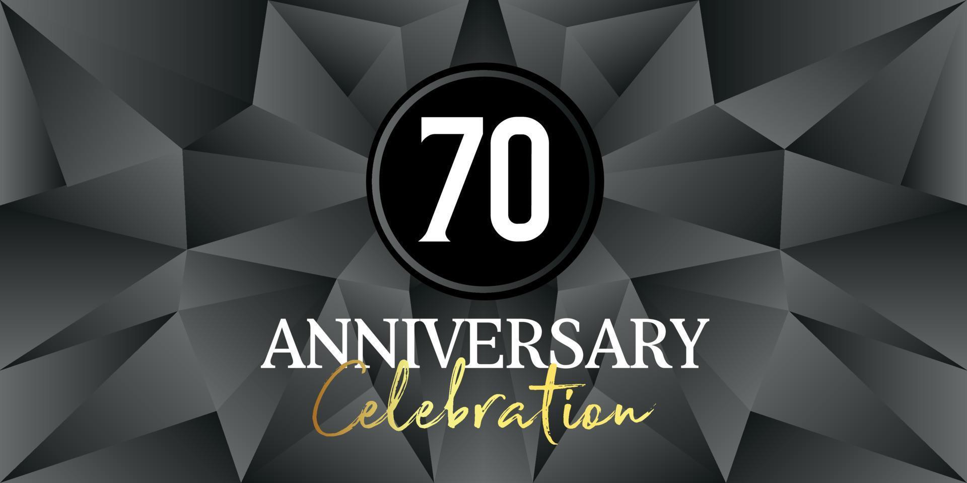 70 year anniversary celebration logo design white and gold color on Elegant Black Background Vector Art abstract background vector