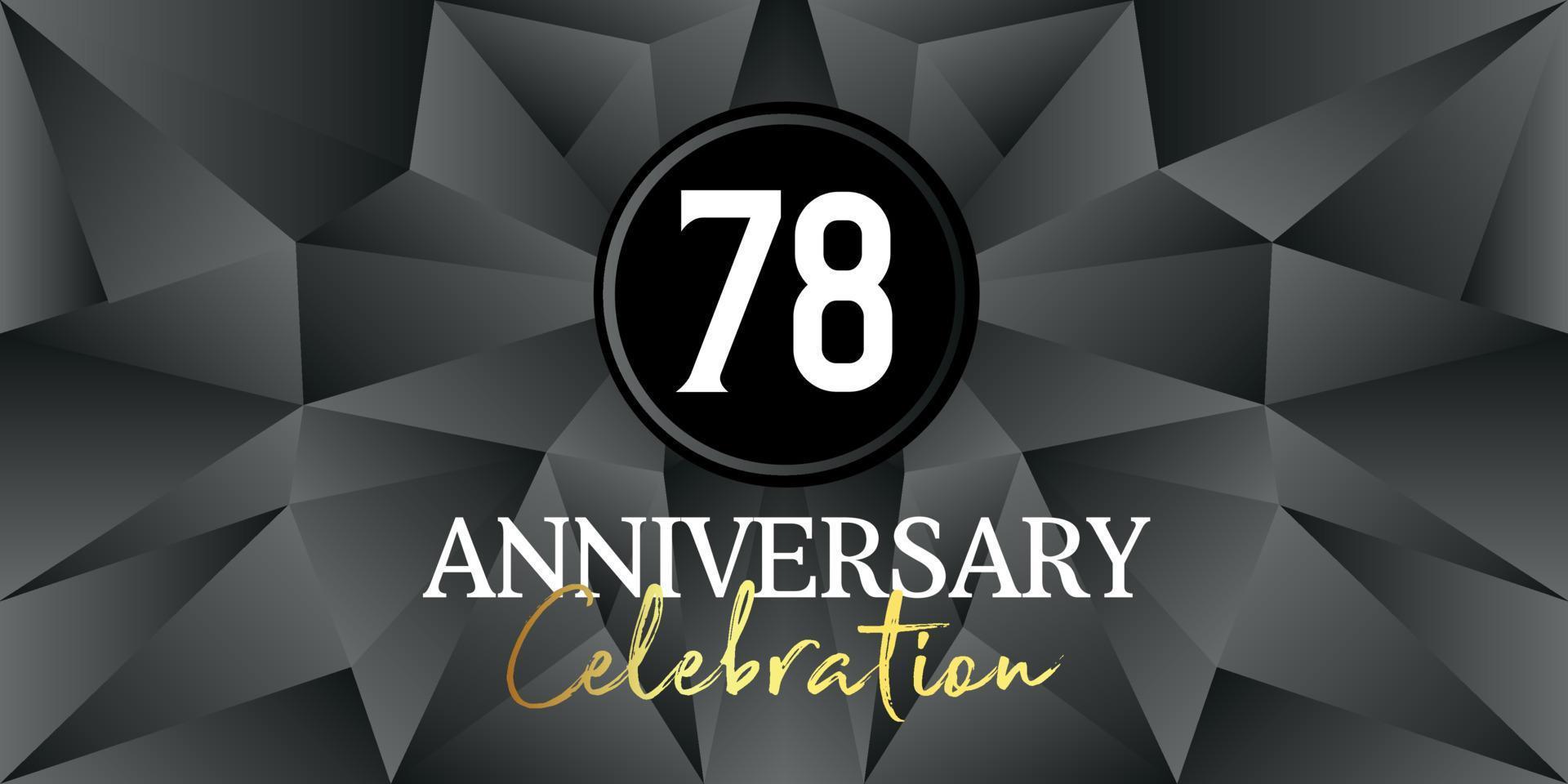 78 year anniversary celebration logo design white and gold color on Elegant Black Background Vector Art abstract background vector