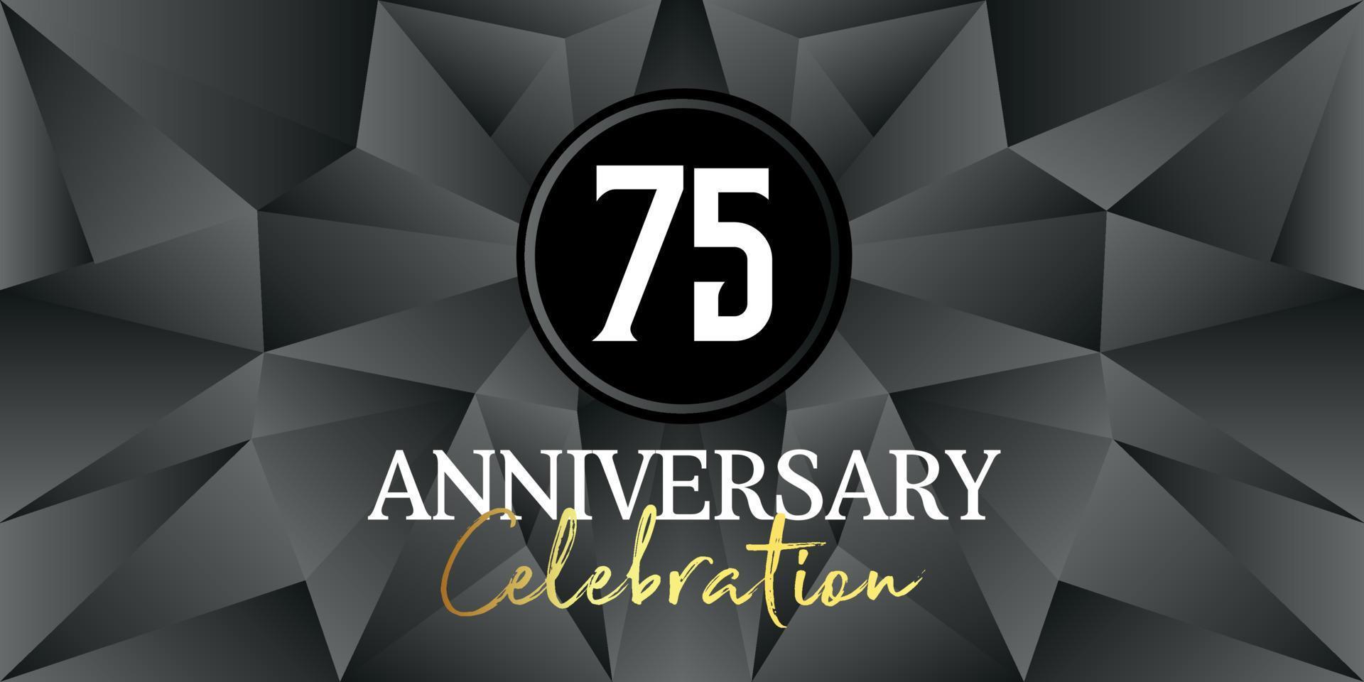 75 year anniversary celebration logo design white and gold color on Elegant Black Background Vector Art abstract background vector