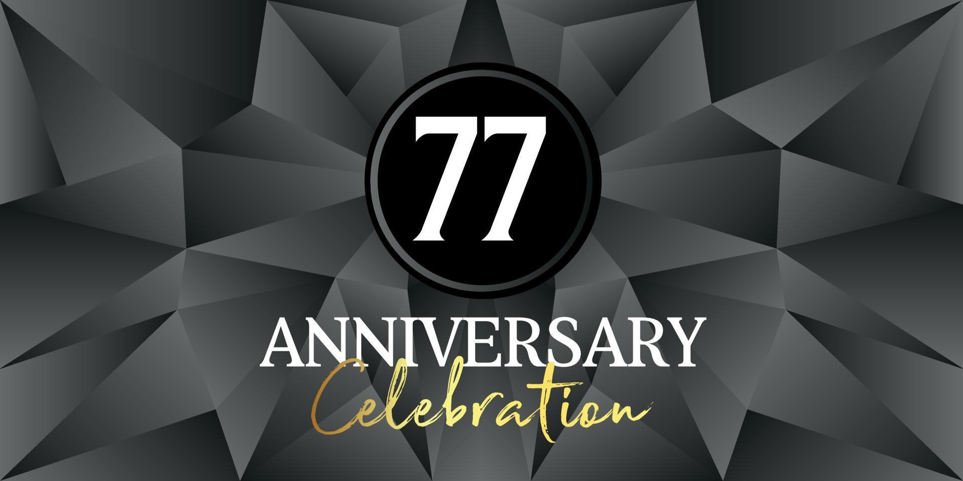 77 year anniversary celebration logo design white and gold color on Elegant Black Background Vector Art abstract background vector