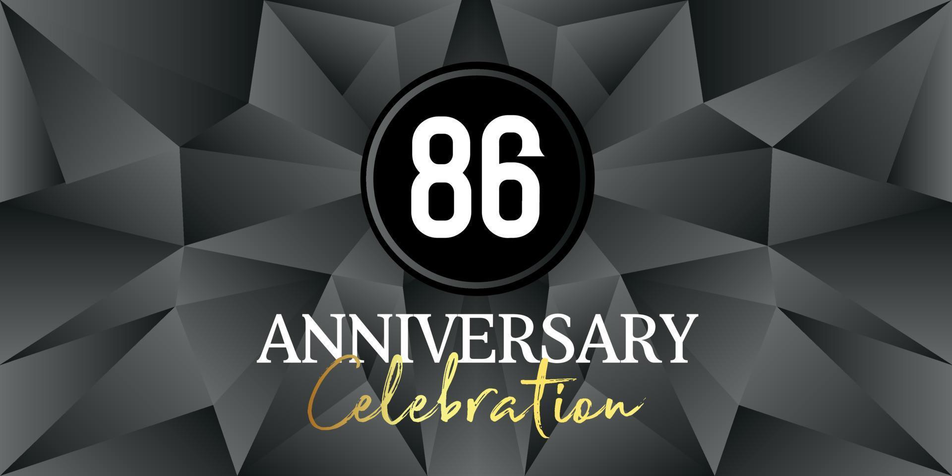 86 year anniversary celebration logo design white and gold color on Elegant Black Background Vector Art abstract background vector
