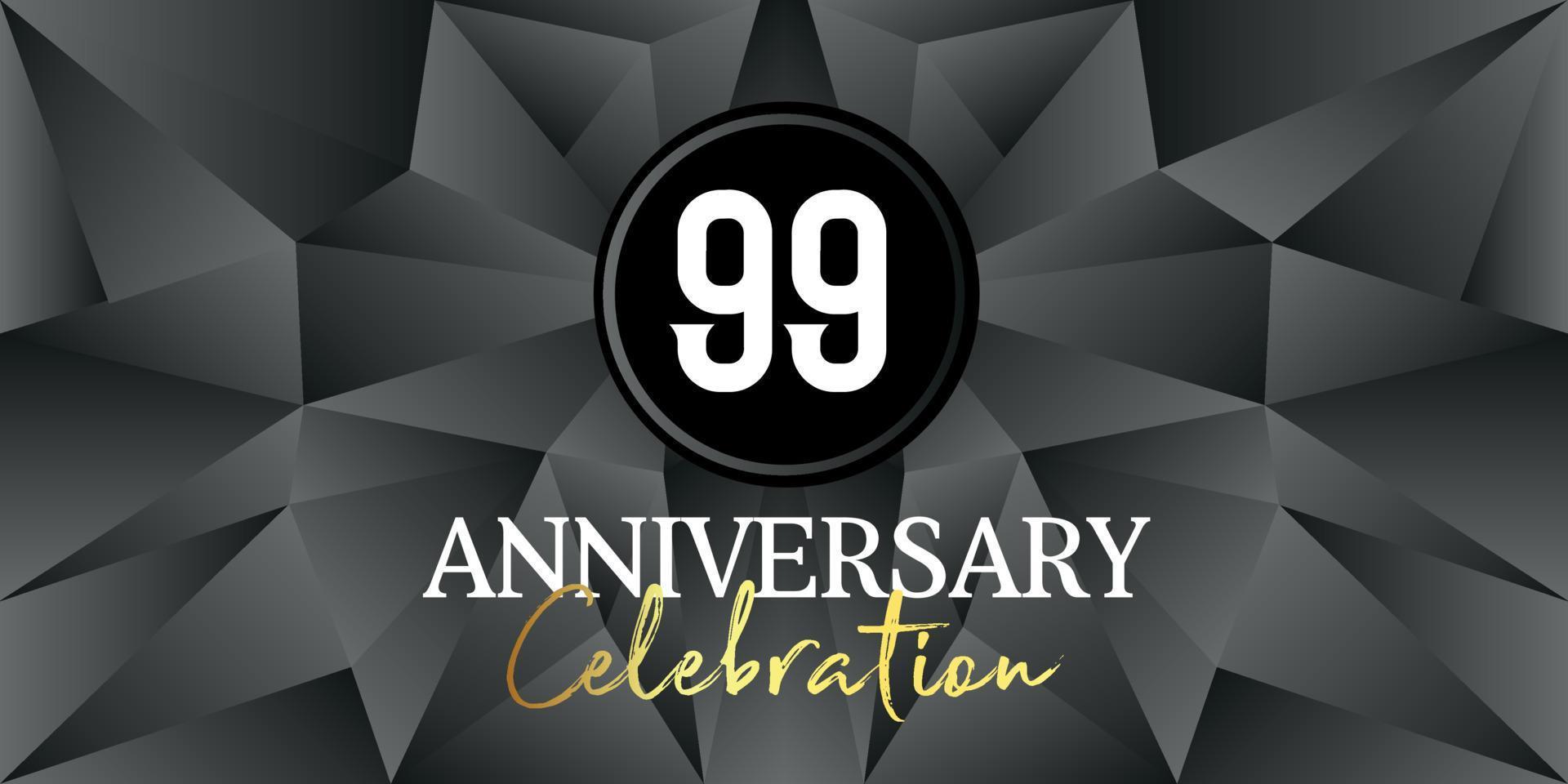 99 year anniversary celebration logo design white and gold color on Elegant Black Background Vector Art abstract background vector