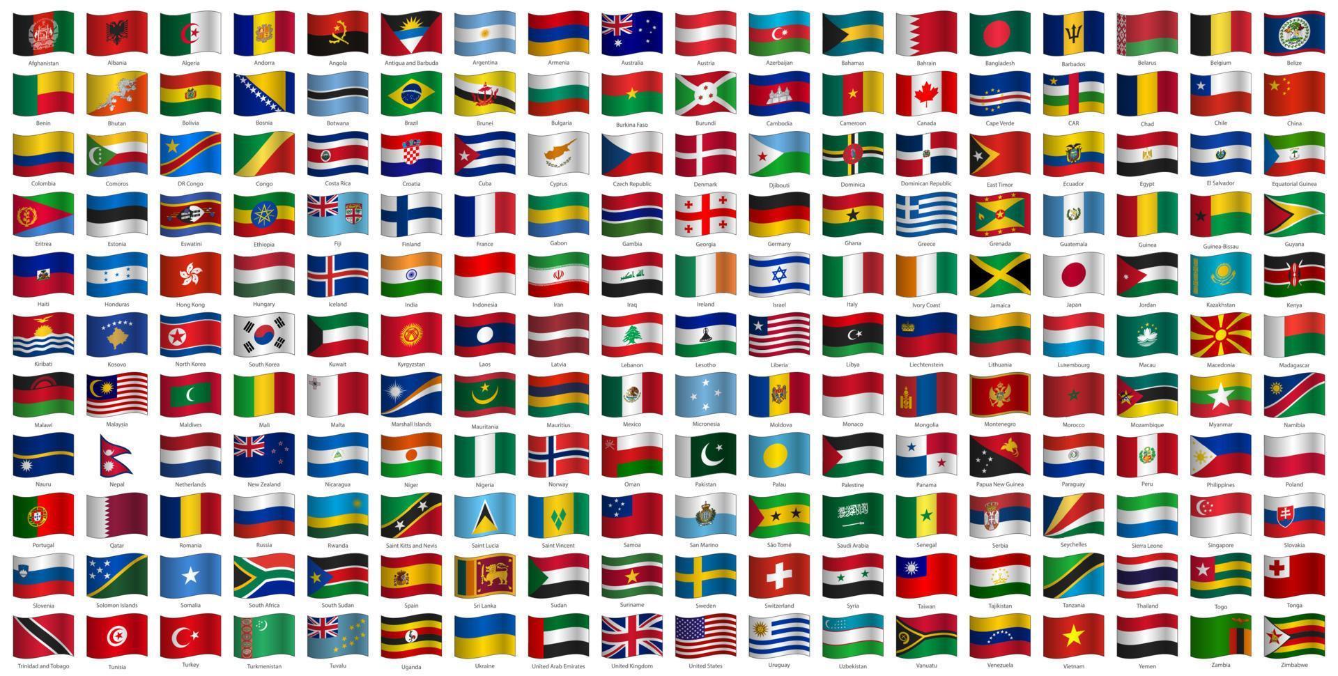 All world countries official national flags vector