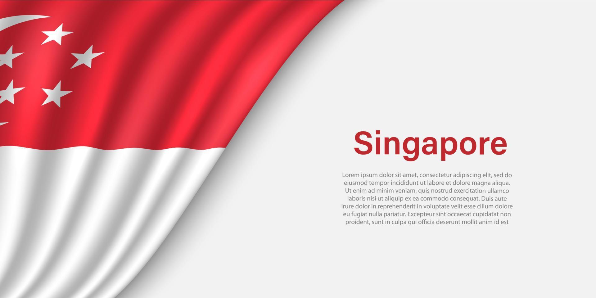 Wave flag of Singapore on white background. vector