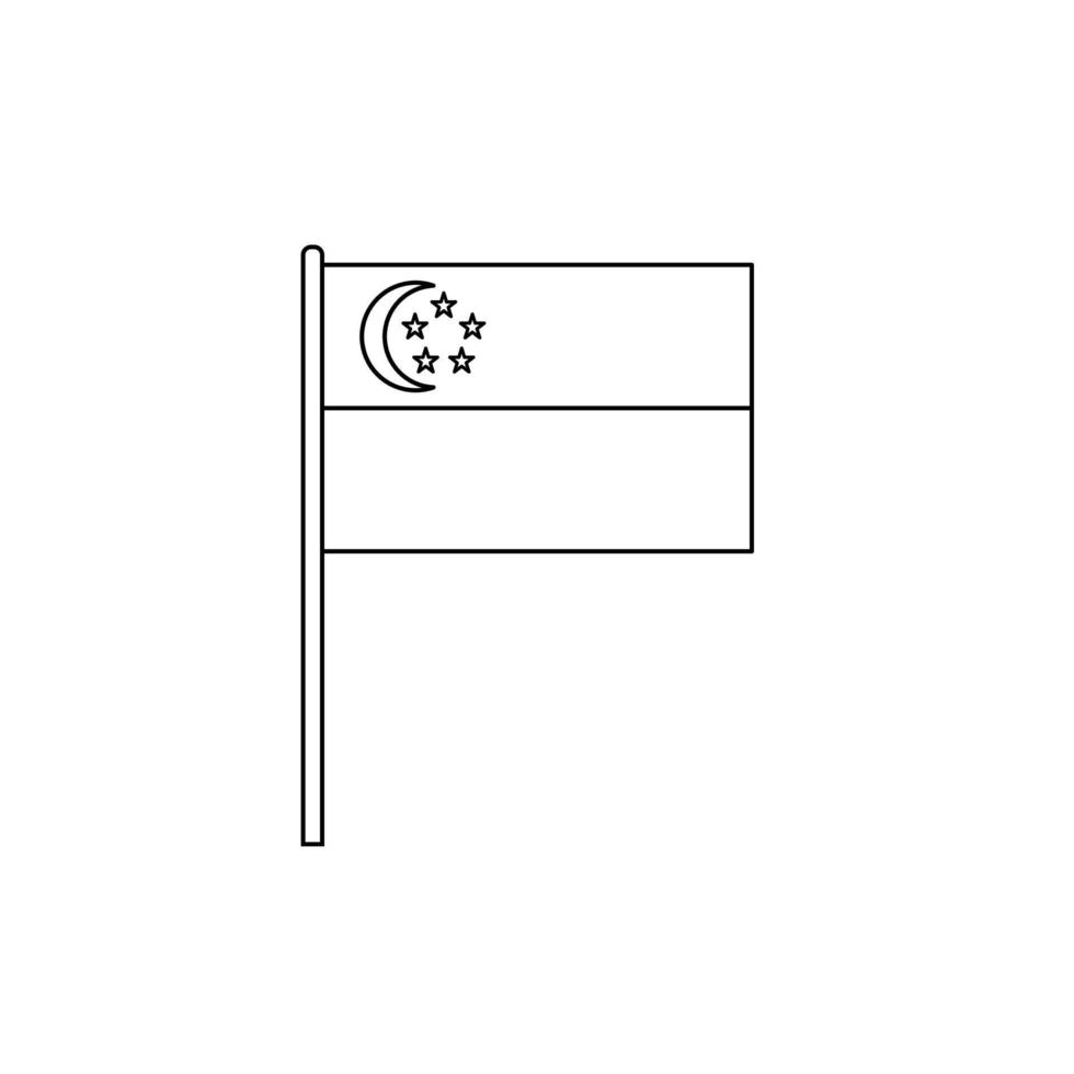 Black outline flag on of Singapore. Thin line icon vector