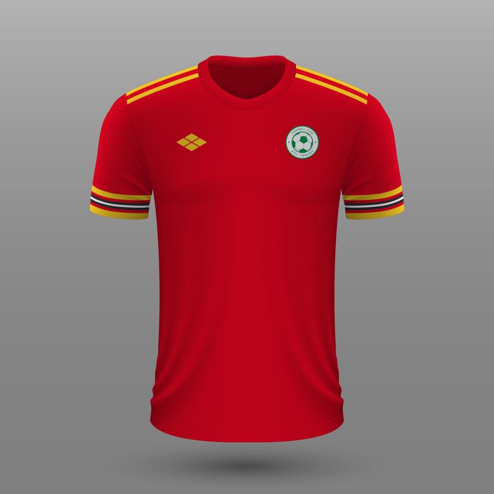 realista fútbol camisa , Gales hogar jersey modelo para fútbol americano equipo. vector