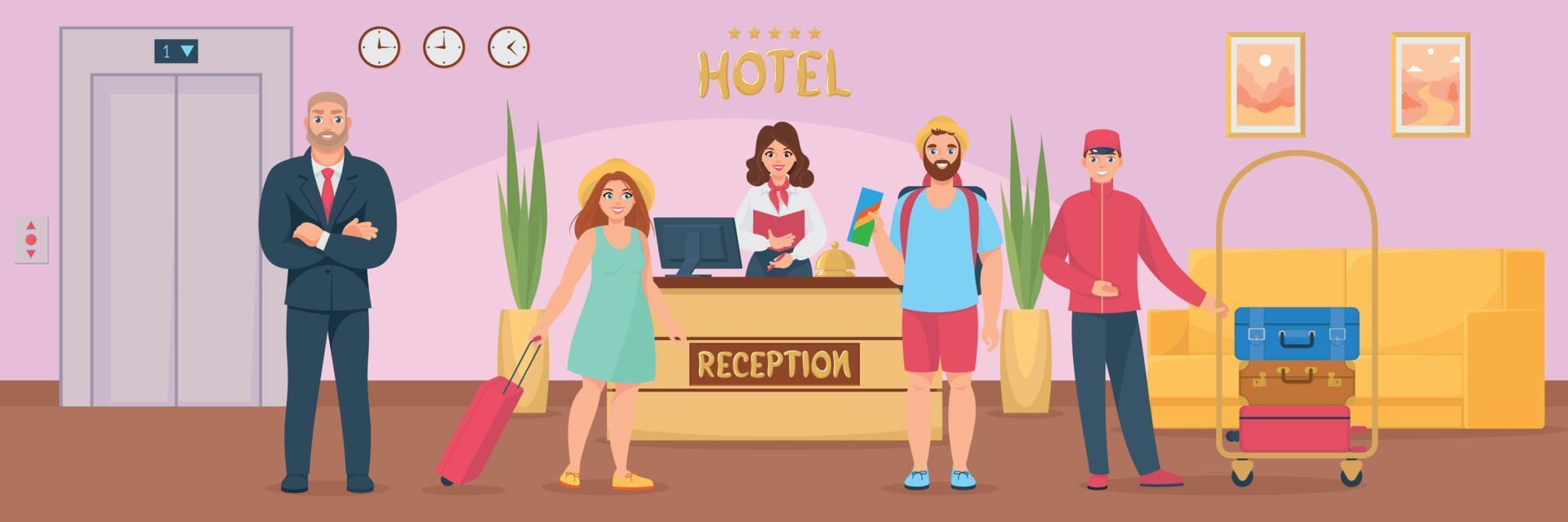 Hotel Staff Reception Composition vector