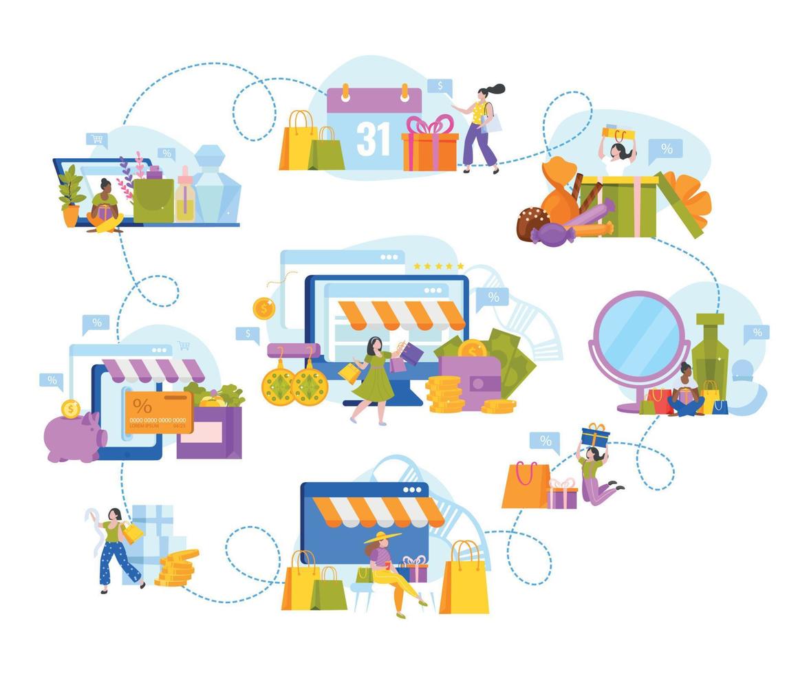 Shopping Round Timeline Composition vector