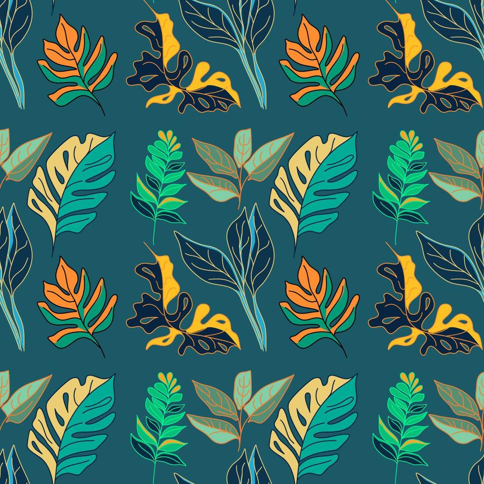 Seamless botanical pattern with tropical leaves and plants vector