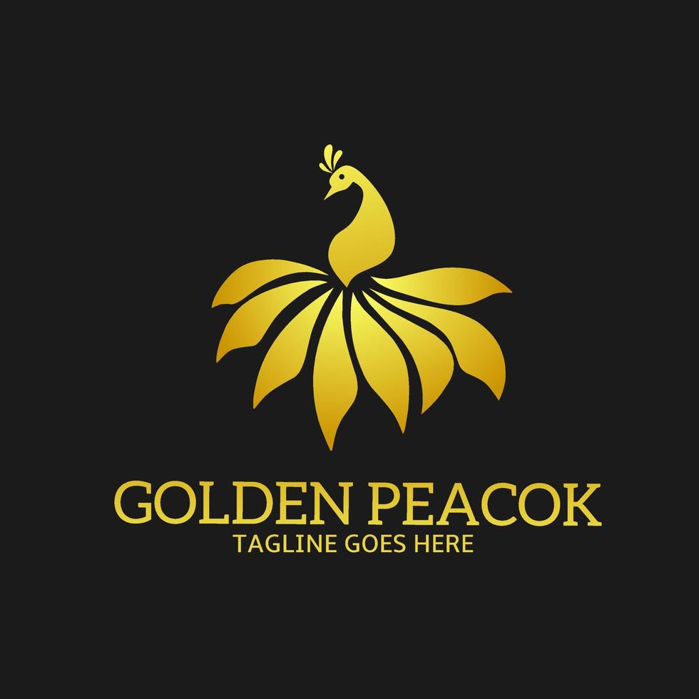 illustration vector graphic of design logo template peacock golden color sparkling