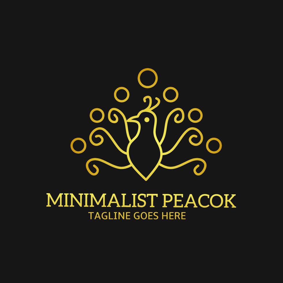 illustration vector graphic of design logo template peacock with minimalist luxury elegant line art style