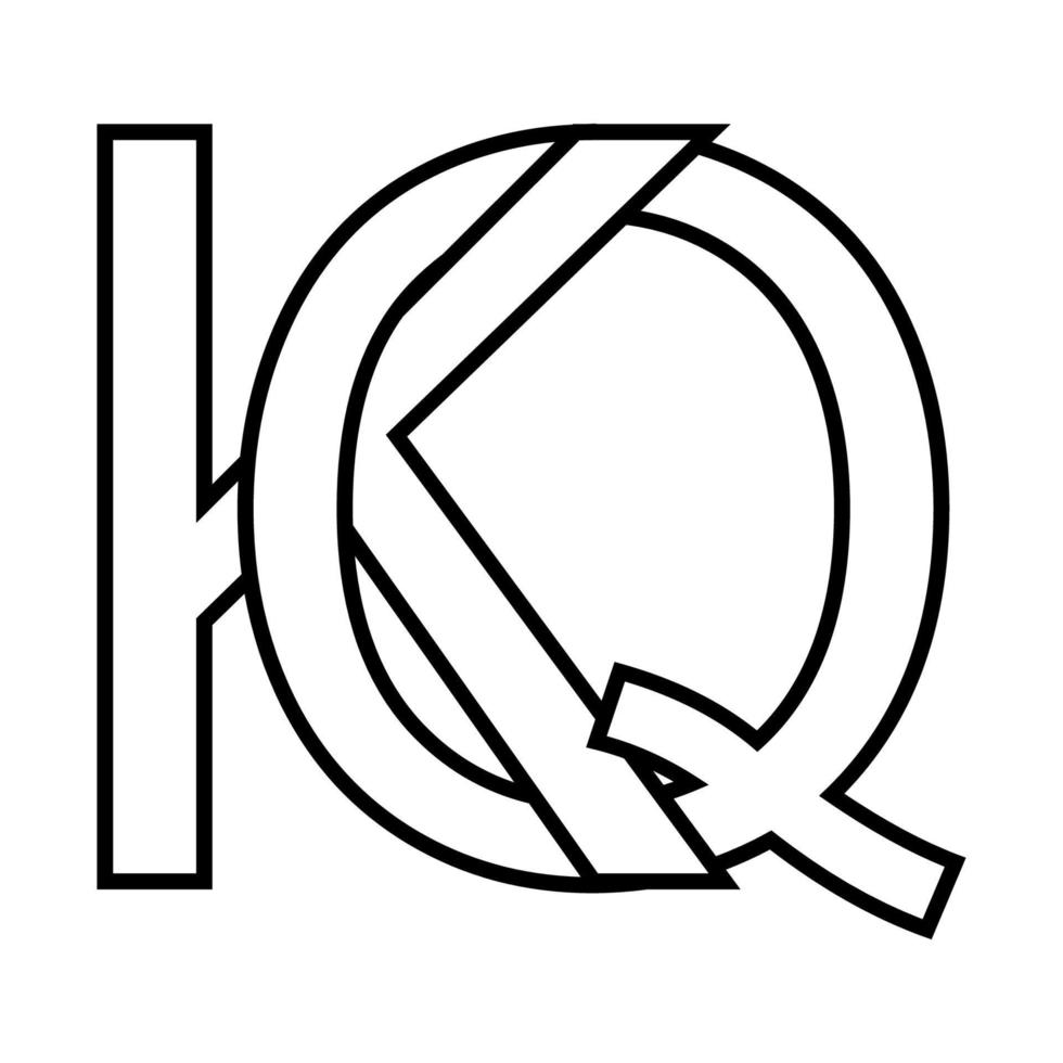 Logo sign kq qk, icon double letters logotype q k vector
