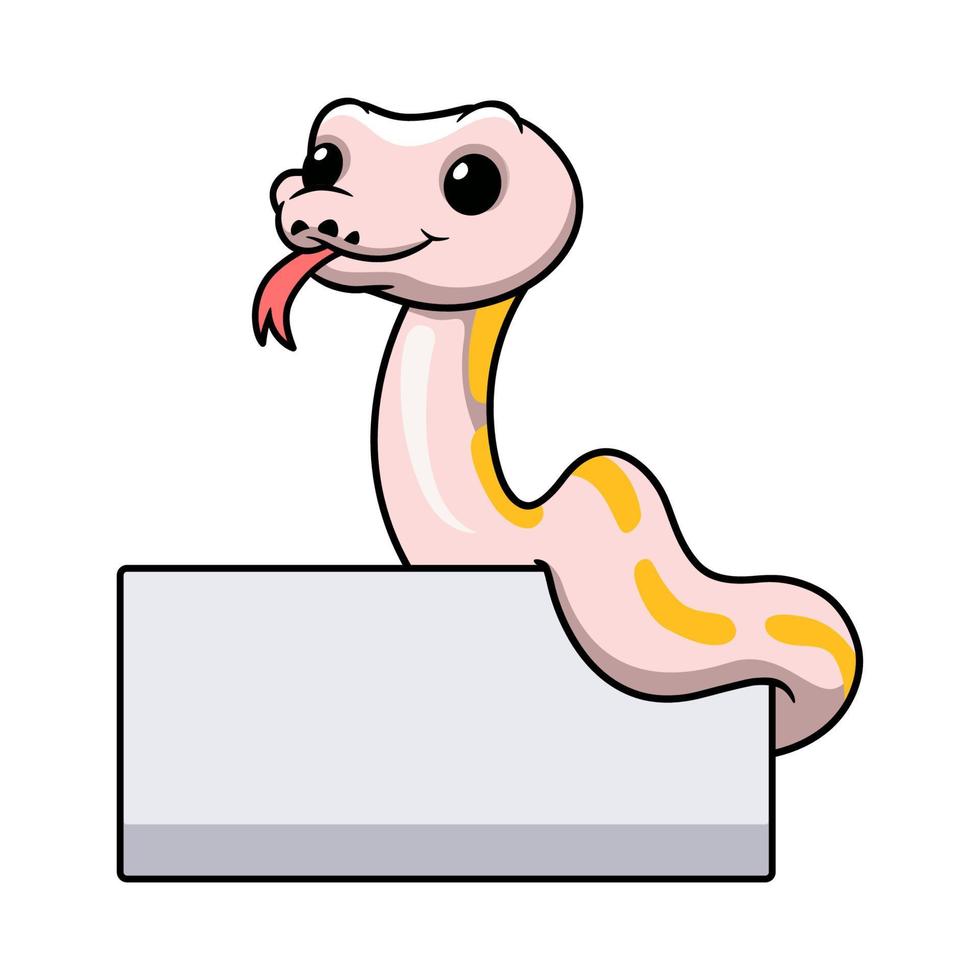 Cute super cinnamon banana ball python cartoon with blank sign vector