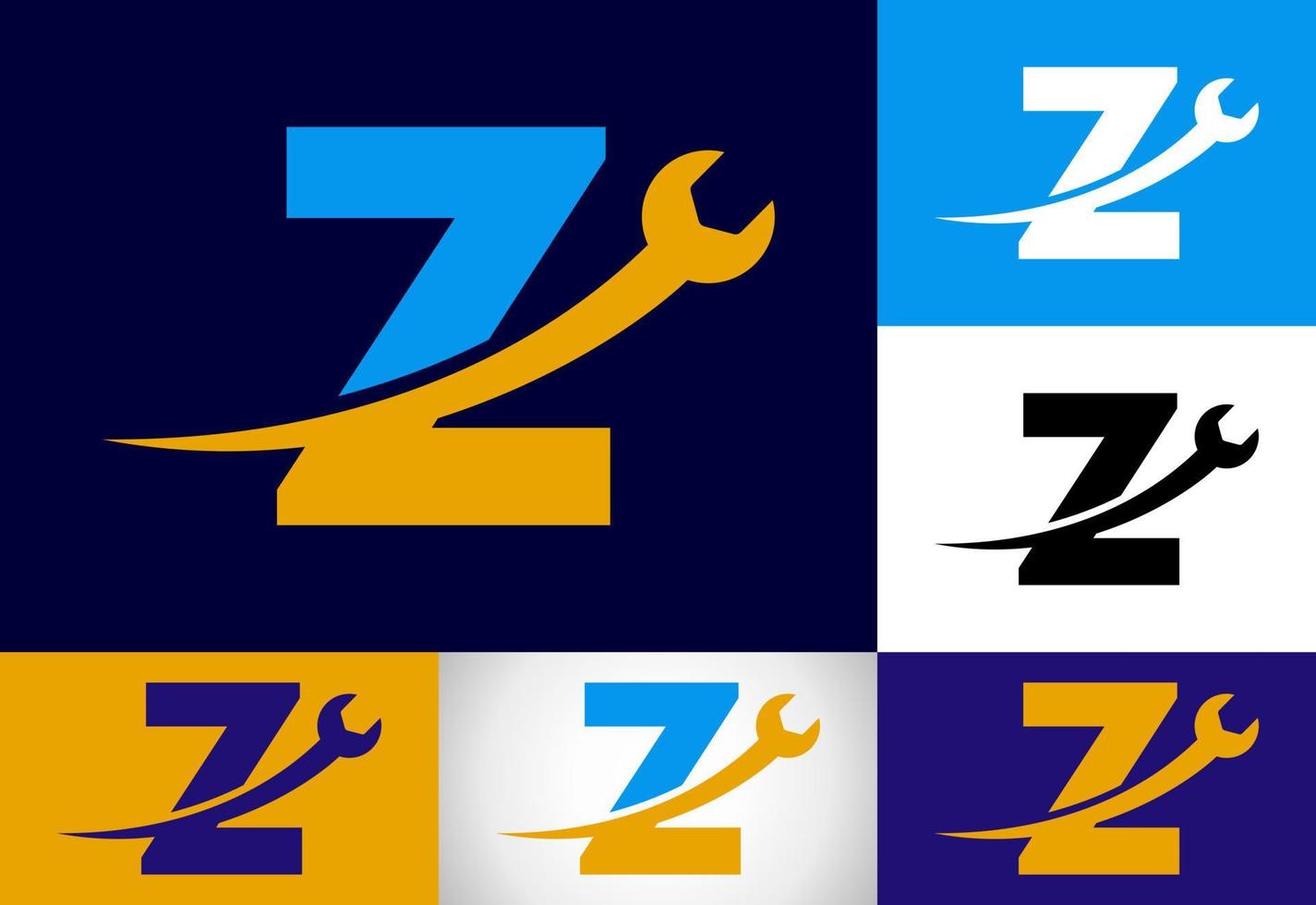 Graphic alphabet Z with wrench. Logo for mechanical, technology, repair service , automotive business vector