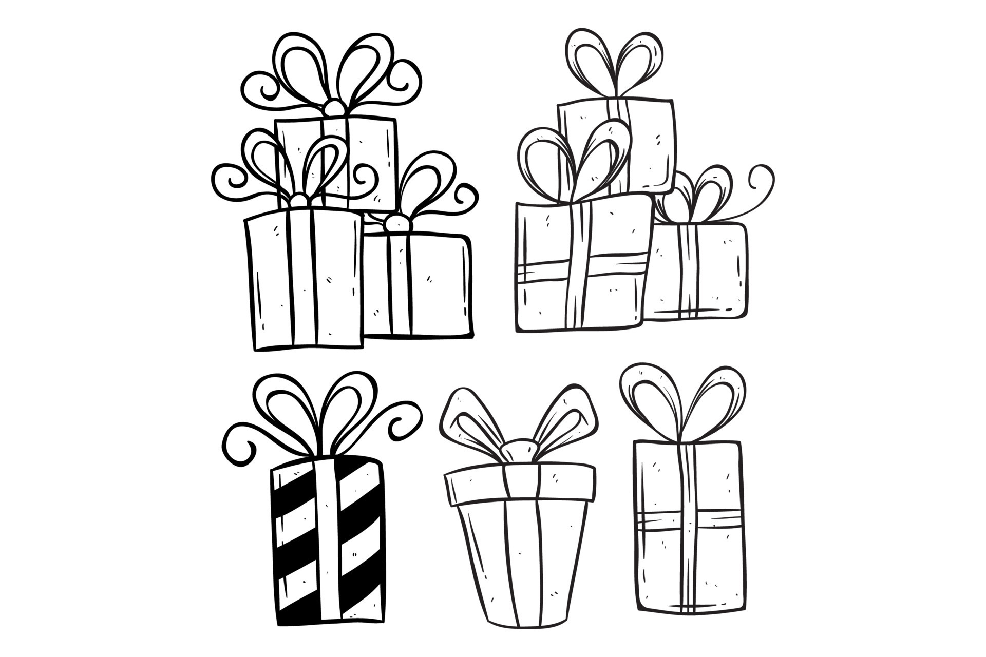 Set Of Doodle Birthday Gift Box On White Background 21836067 Vector Art set-of-doodle-birthday-gift-box-on-white-background-21836067-vector-art