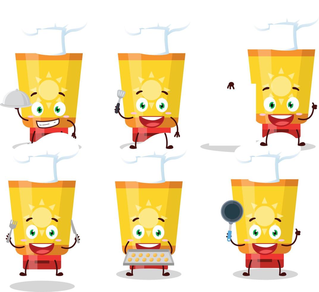 dibujos animados personaje de Dom bloquear con varios cocinero emoticones vector