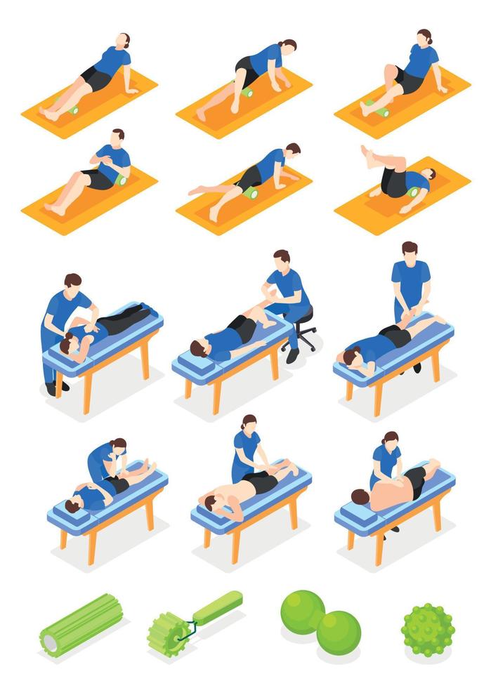 Myofascial Release Icons Set vector