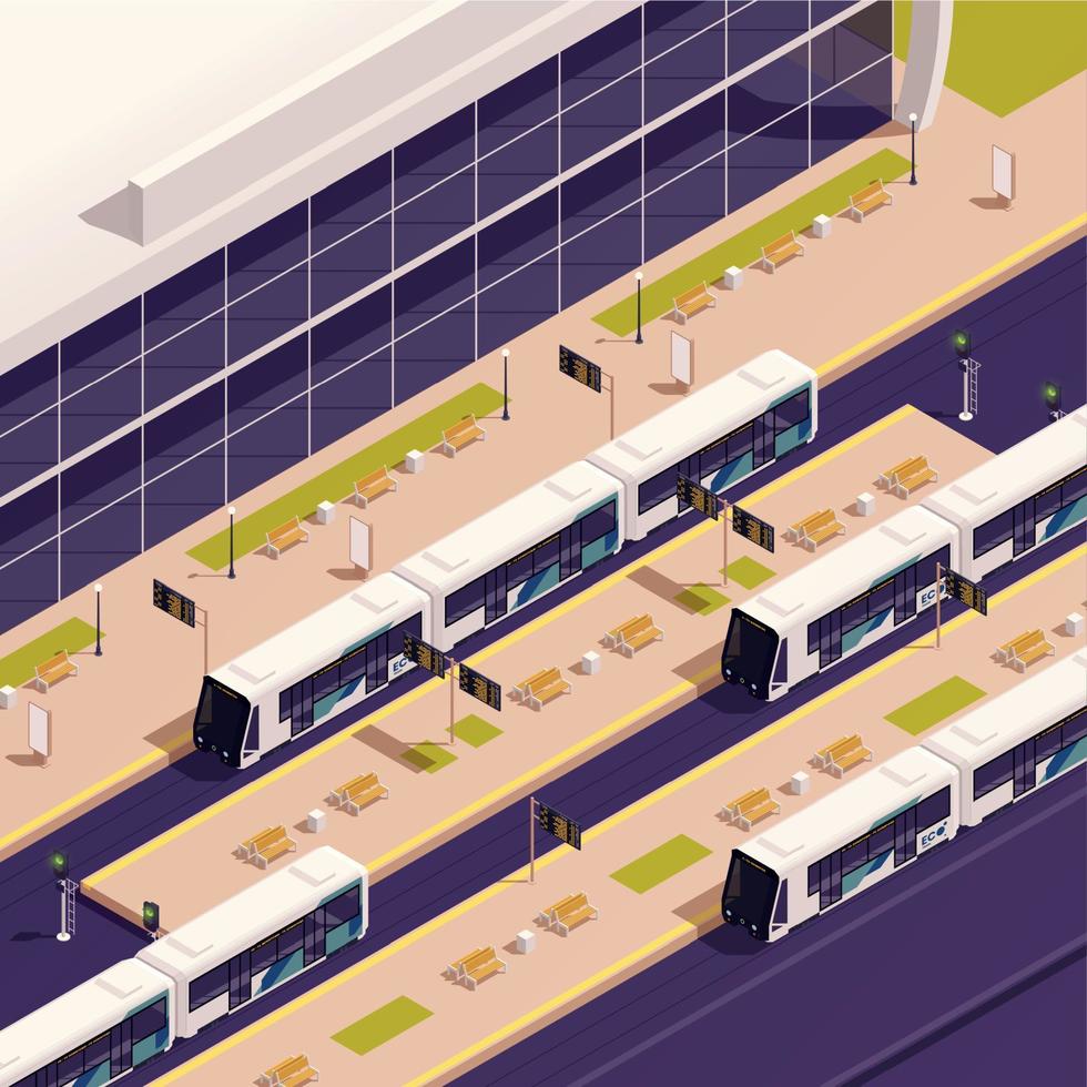 Tram Isometric Concept vector