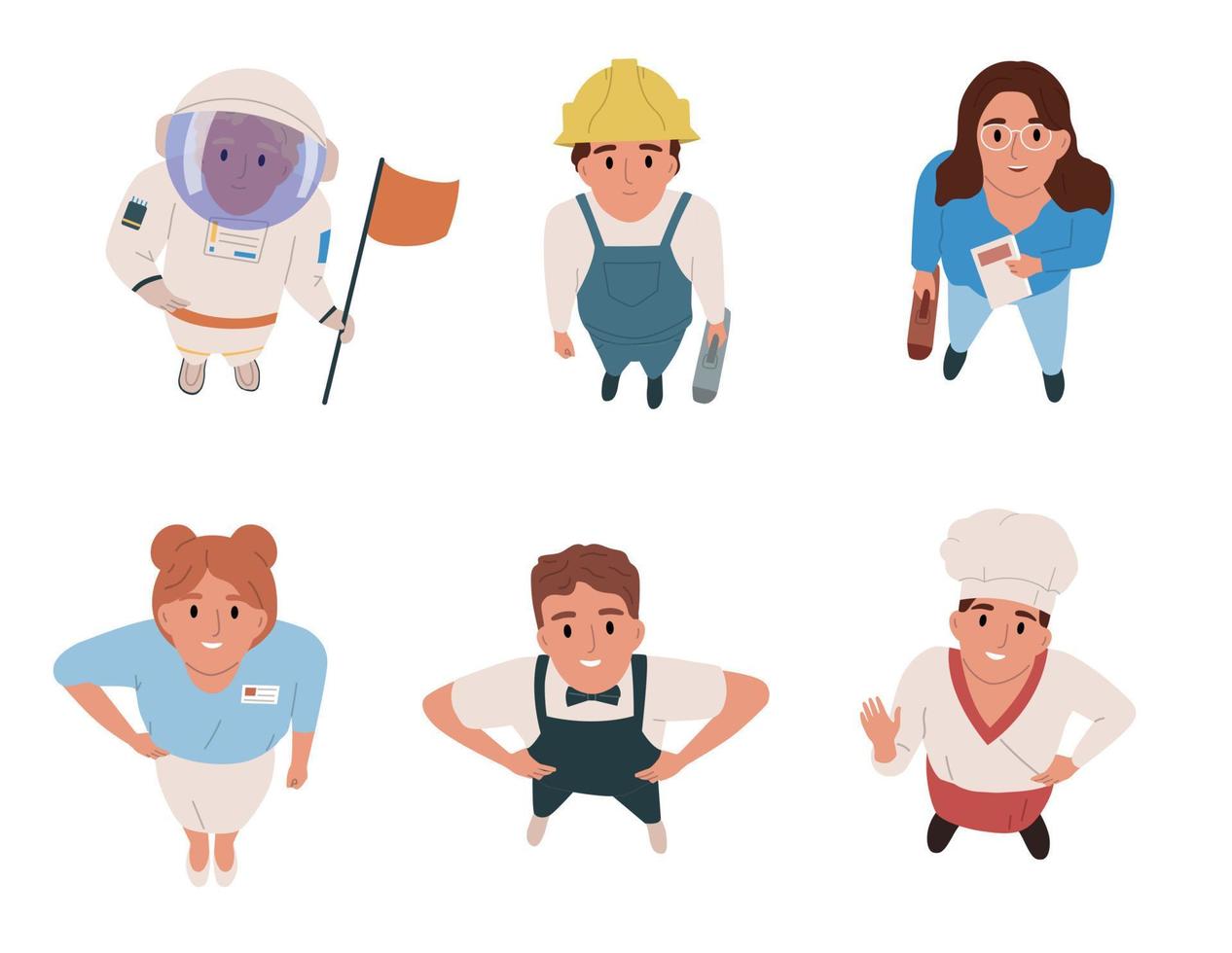 People Professions Top View Set vector