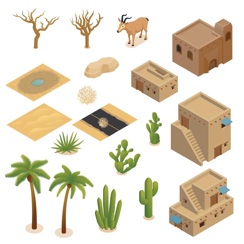 Desert Landscape Isometric Set vector