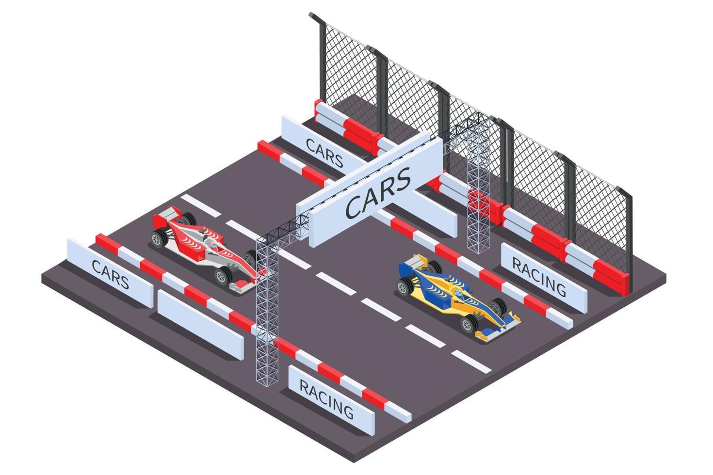 Cars Racing Isometric Composition vector