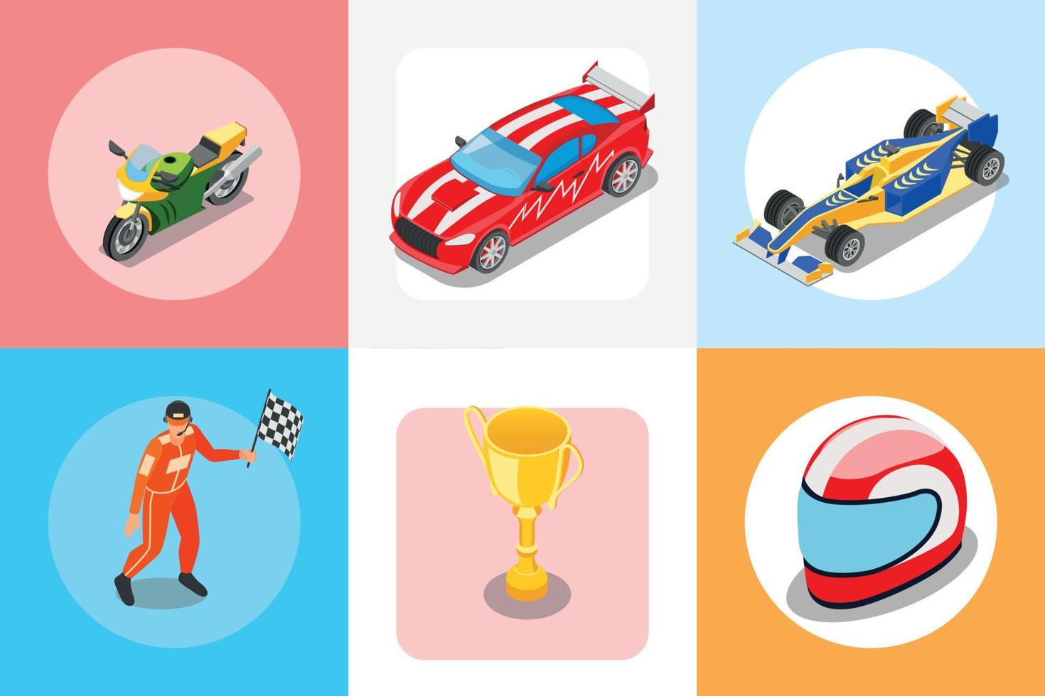 Sport Racing Isometric Compositions vector