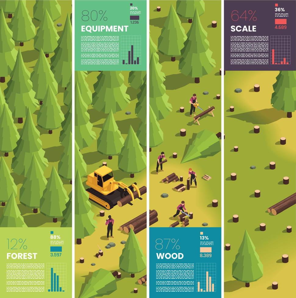 deforestación infografia isométrica vector