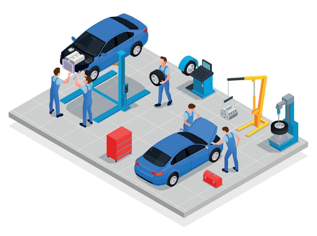 Car Workshop Isometric Composition vector