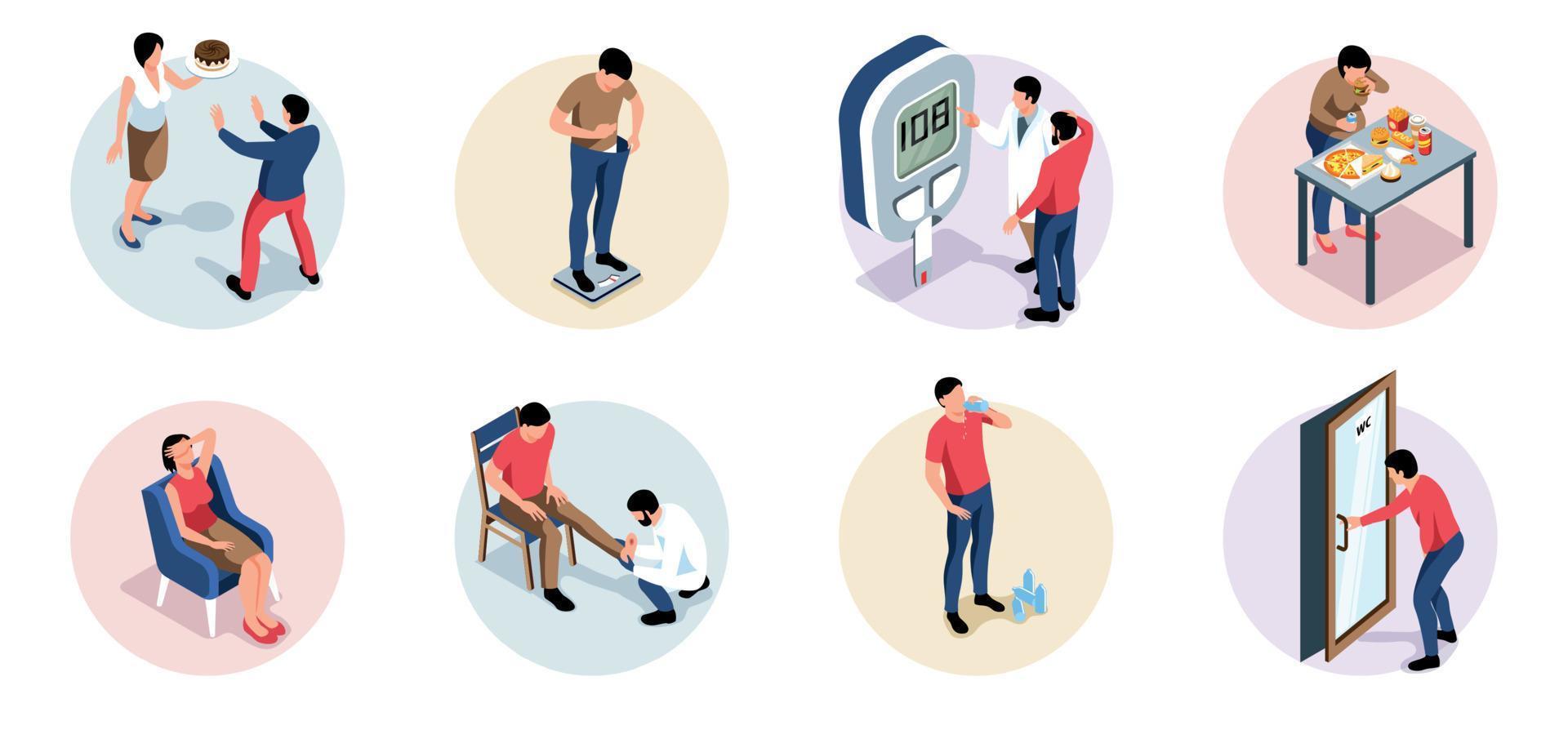 Isometric Diabetes Round Compositions vector