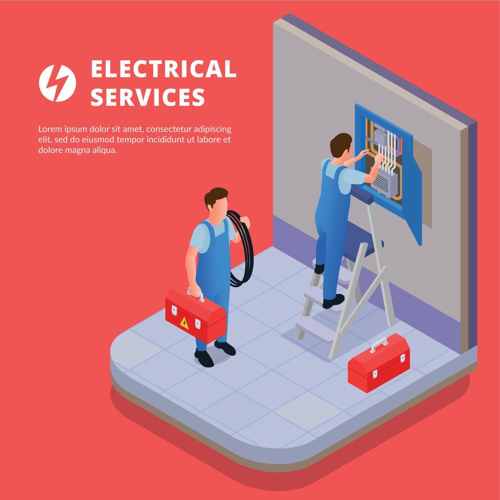 Electrical Services Isometric Background vector