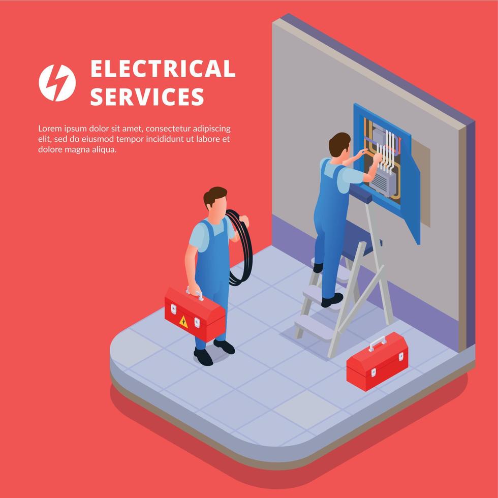 eléctrico servicios isométrica antecedentes vector