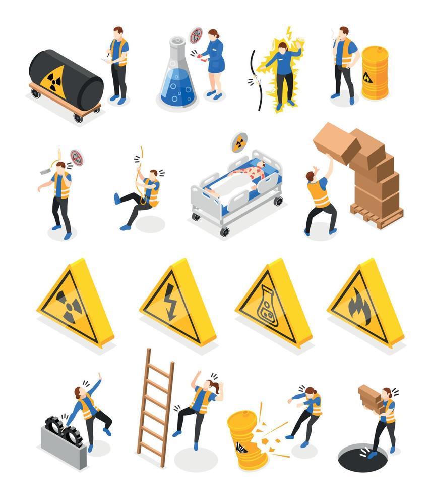 Safety Precaution Isometric Icons vector