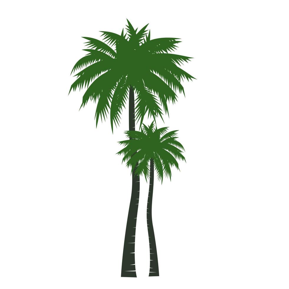 Silhouette of palm trees on the island. Vector illustration isolated on white background.