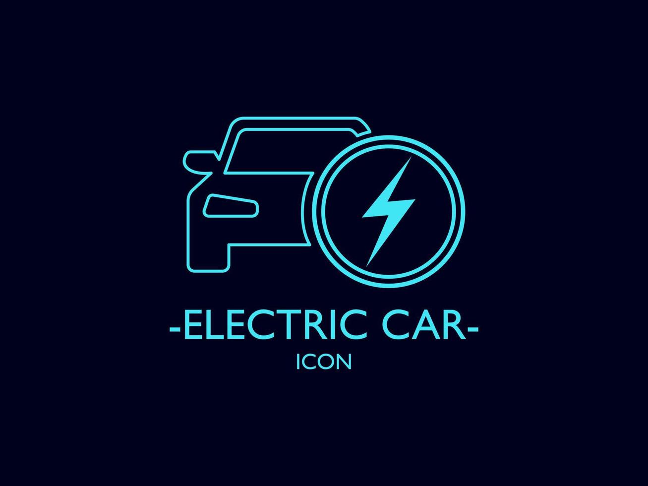 Vector illustration of electric powered car and charging point icons or Logo style.