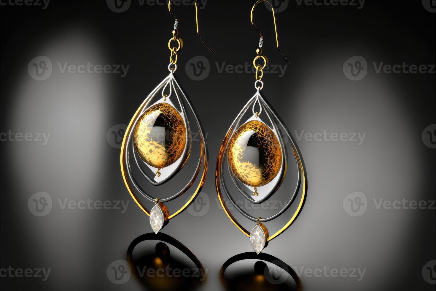 Dangling earrings catch the light and draw attention. photo