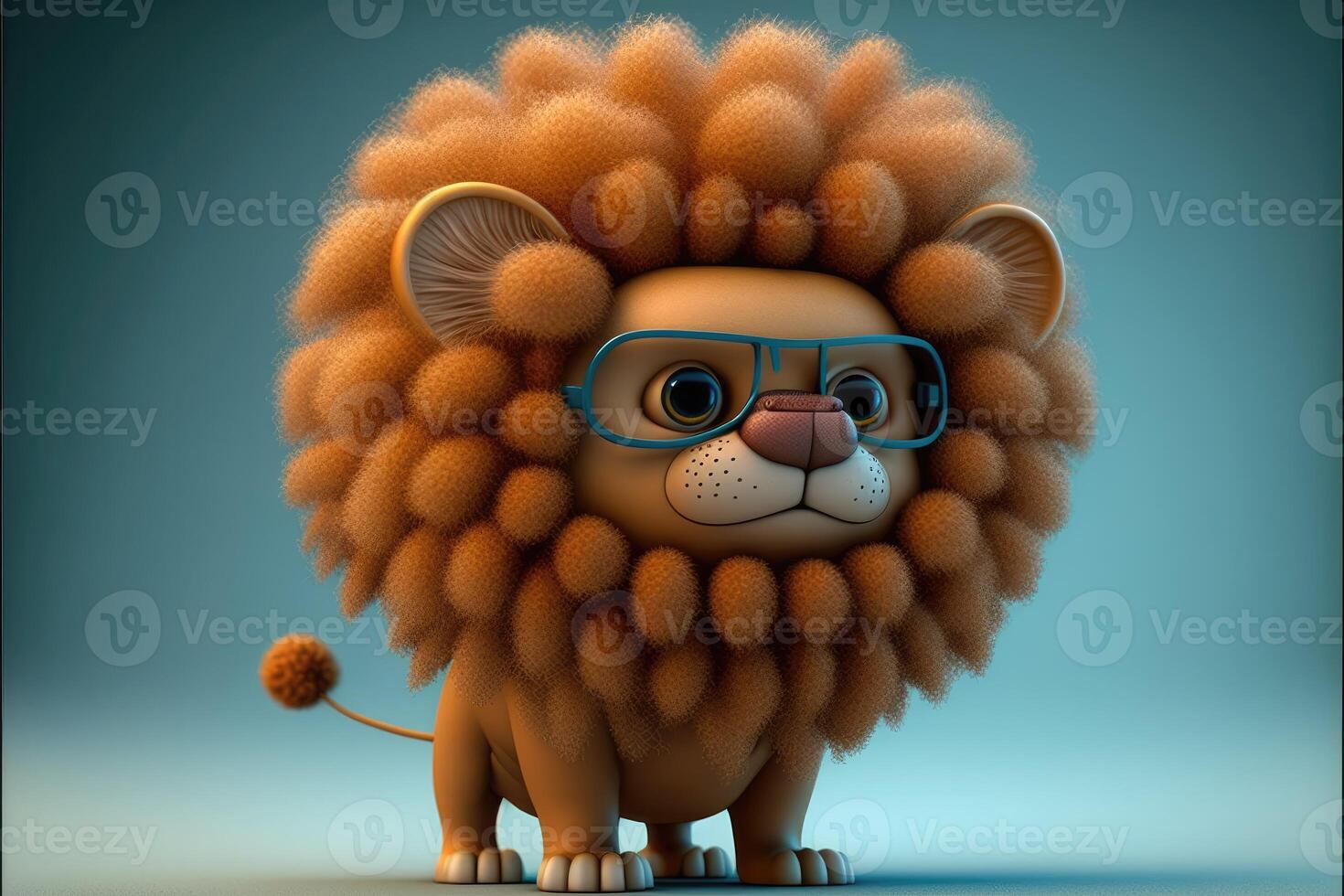 Cute Cartoon Lion Character 3D photo