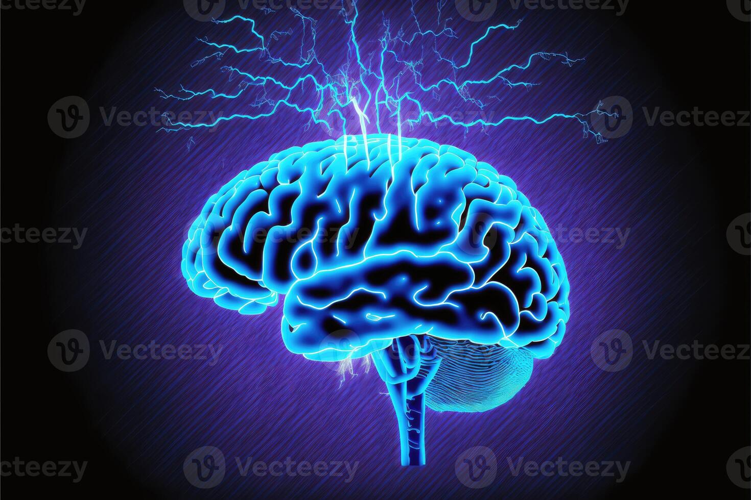 Brain injury abstract blue background. photo
