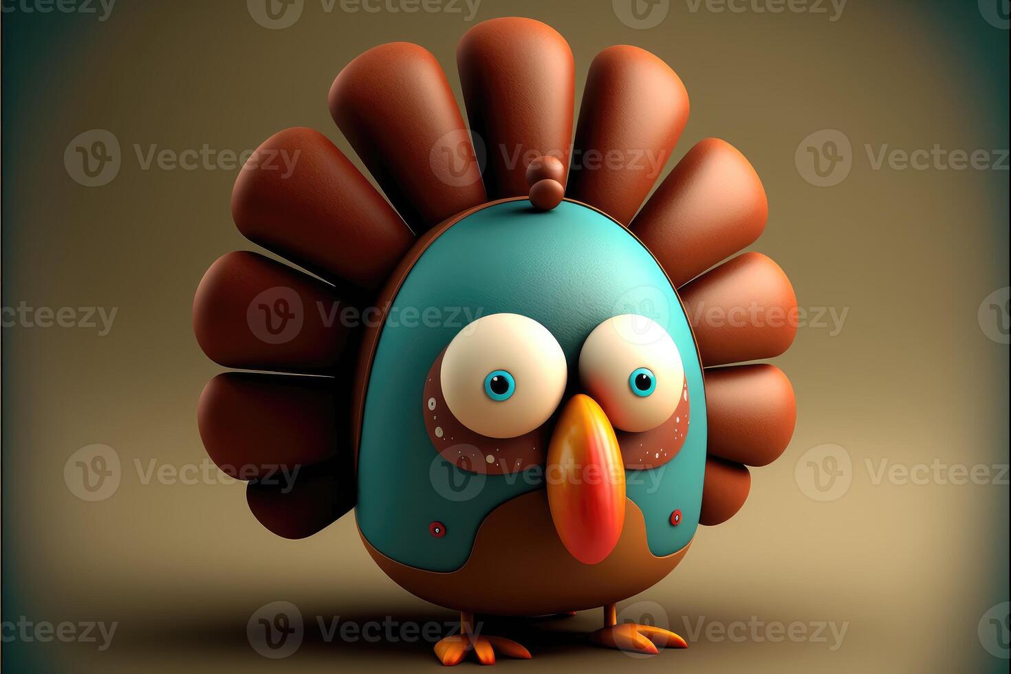 Cute Cartoon Turkey Character 3D photo