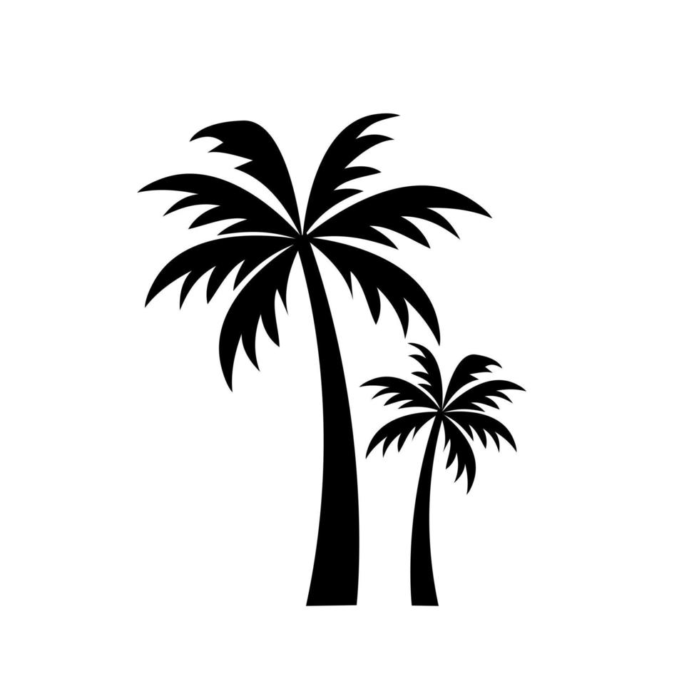 Collection of Black Coconut trees Icon. Can be used to illustrate any nature or healthy lifestyle topic. vector