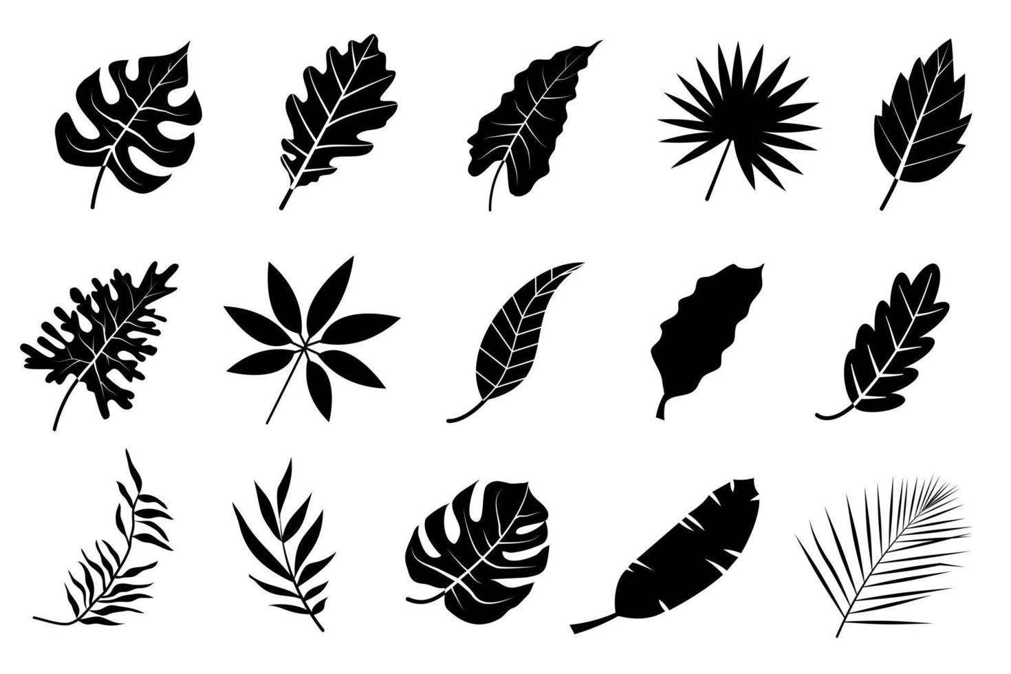 collection leaves plant silhouette style for nature and on white background, Hand drawn vector. vector