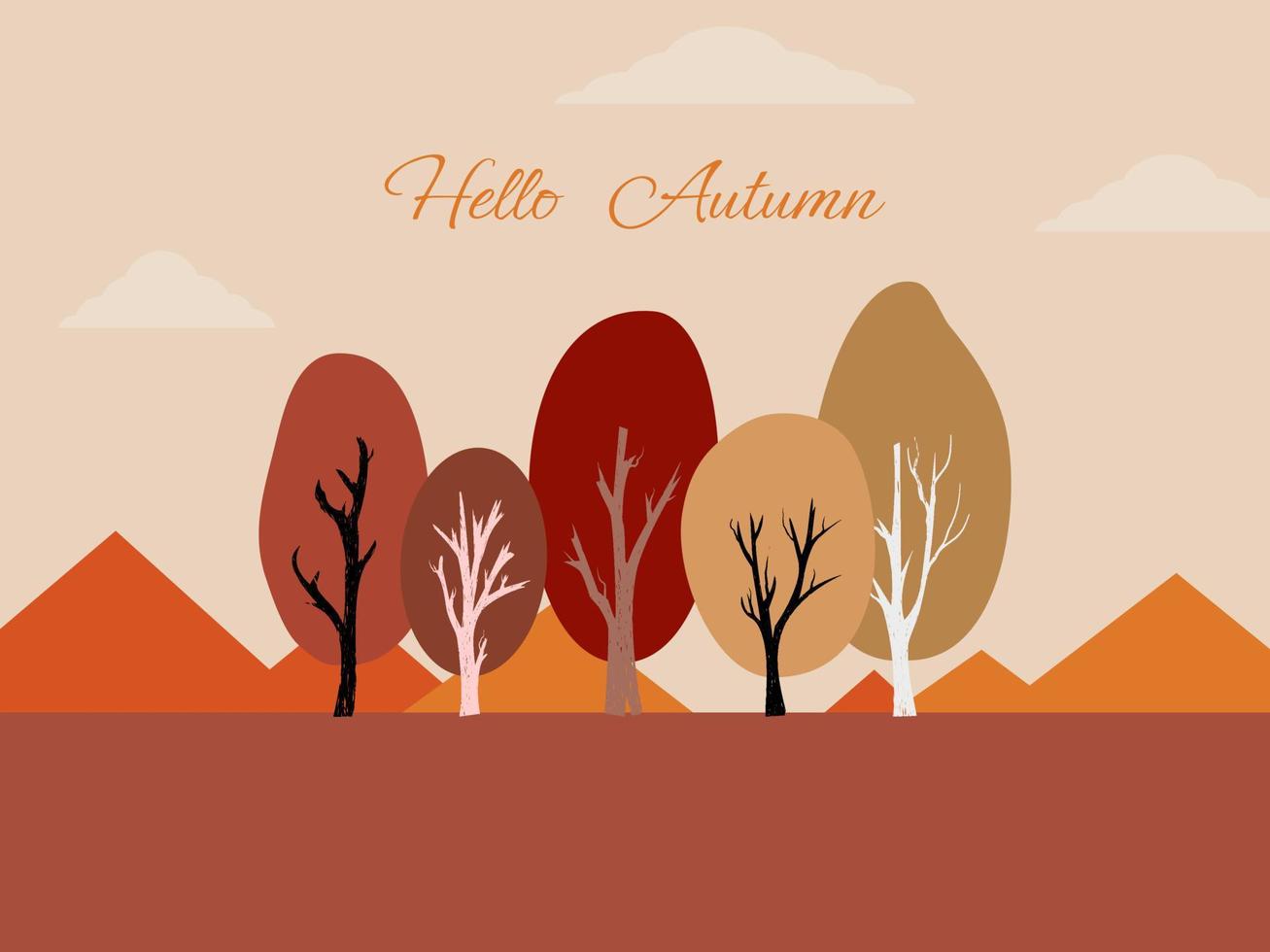 árbol y montaña otoño antecedentes estilo. lata ser usado para tu trabajar. Bienvenido otoño temporada concepto. vector