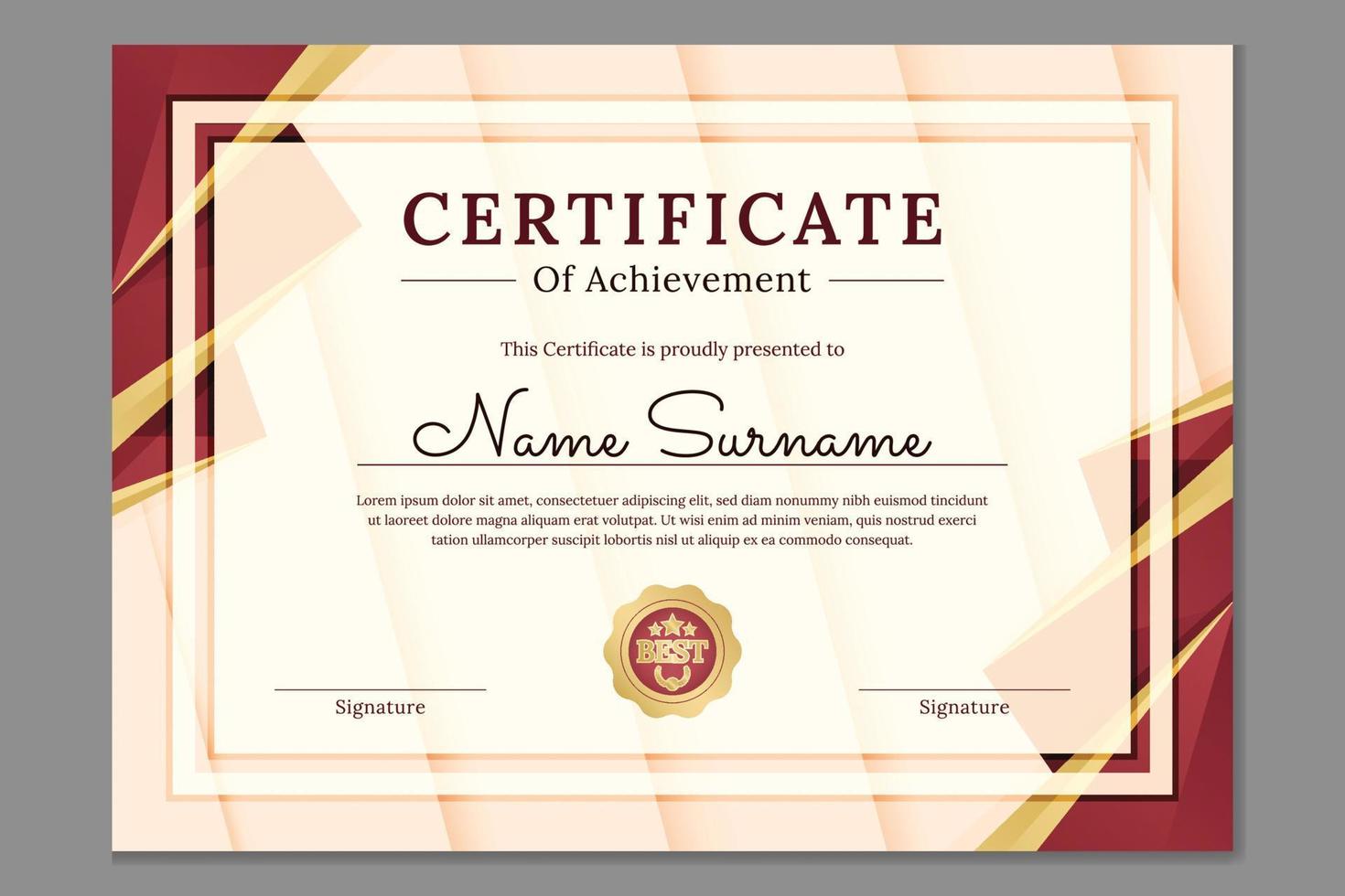 Professional Certificate of Achievement Template vector