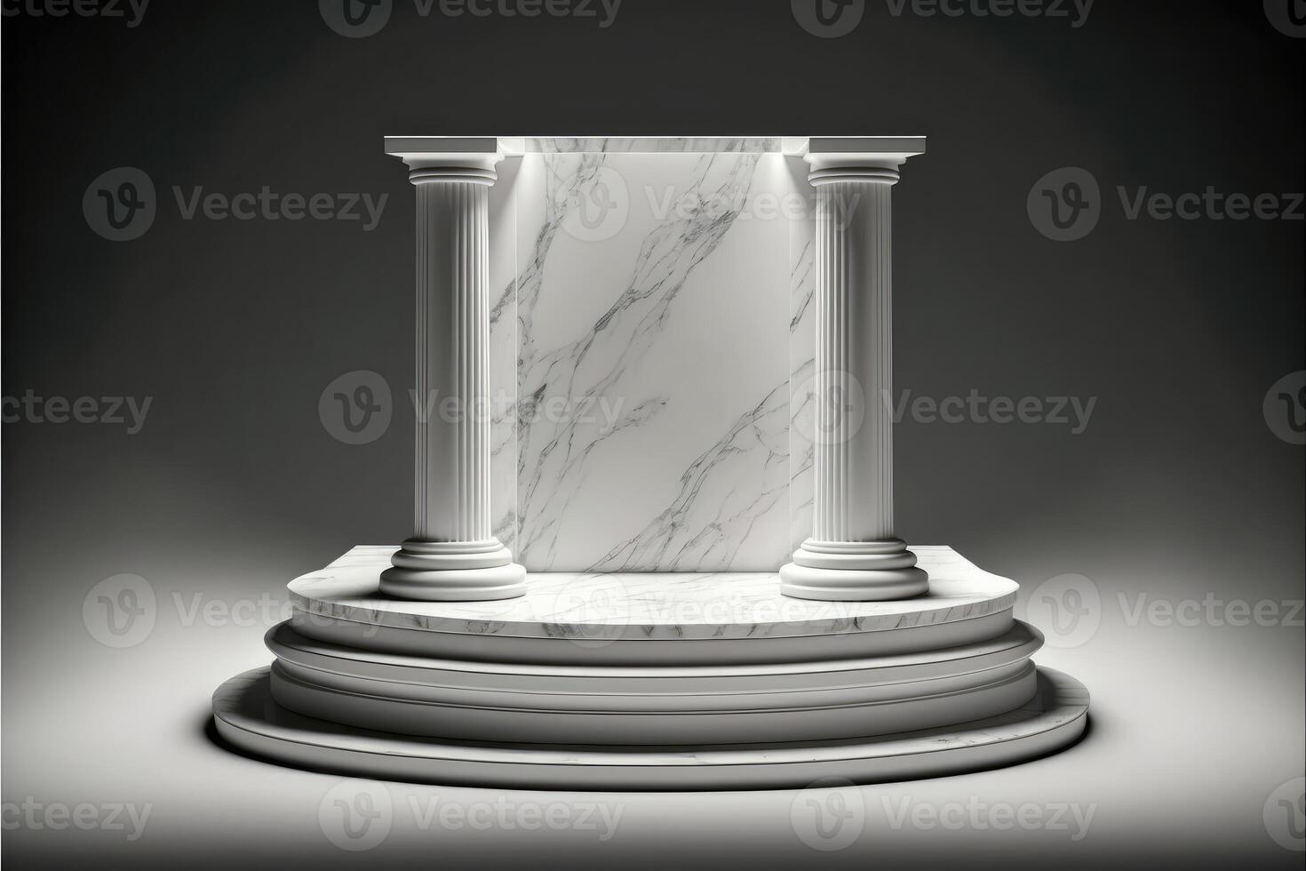 marble podium, product stage platform 3d background front view. photo