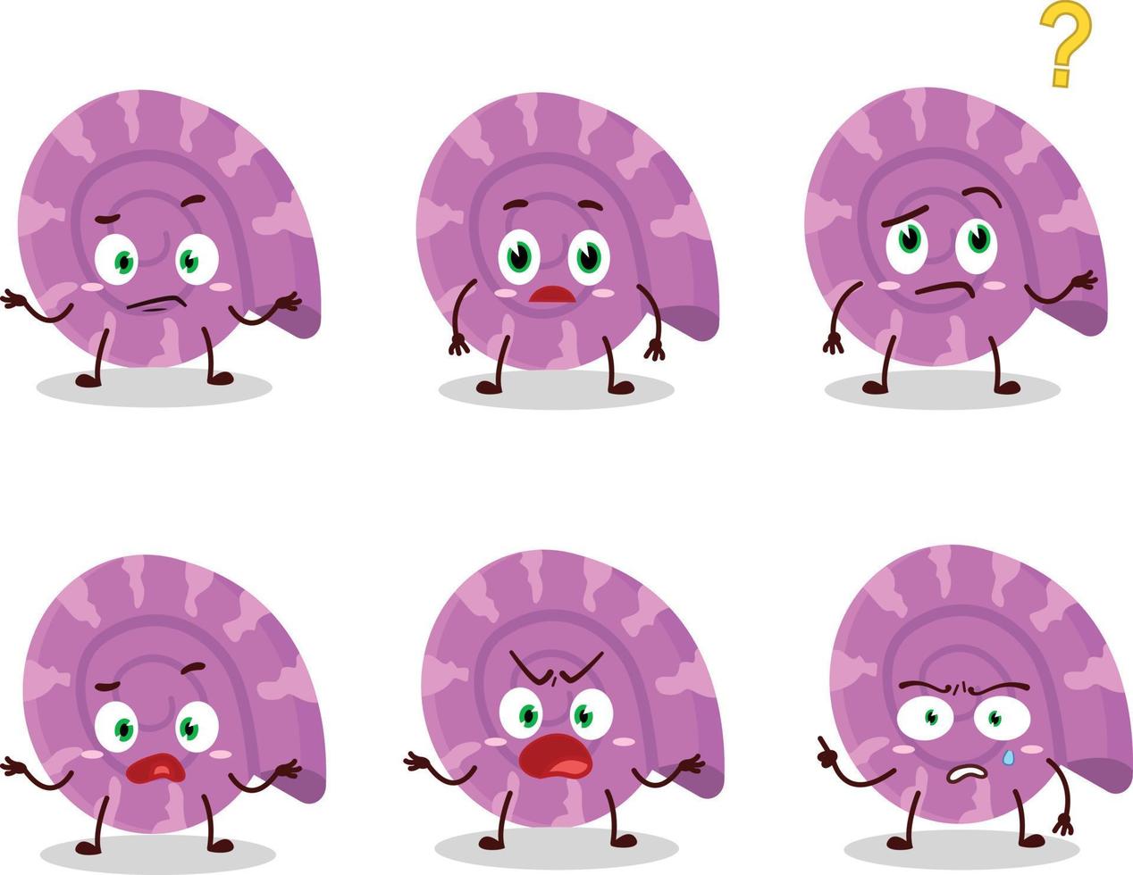 Cartoon character of purple clam with what expression vector