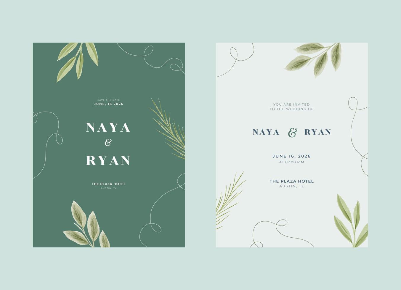 Beautiful minimalist wedding invitation template vector