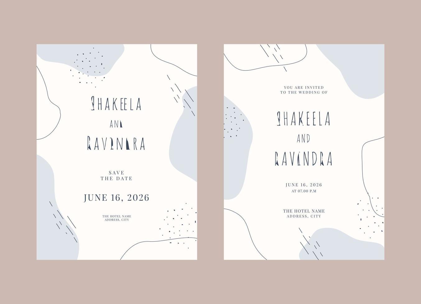 Beautiful minimalist wedding invitation template vector