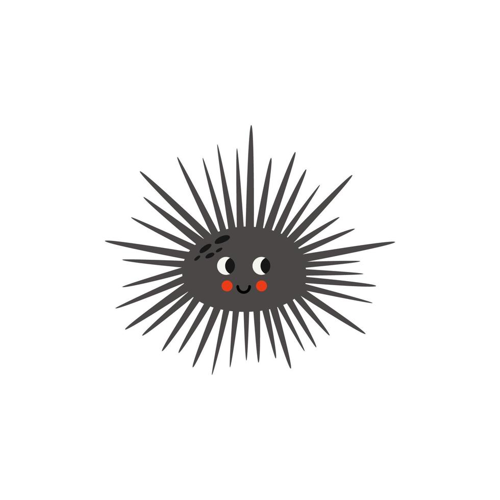 Vector illustration of cartoon sea urchin isolated on white background.