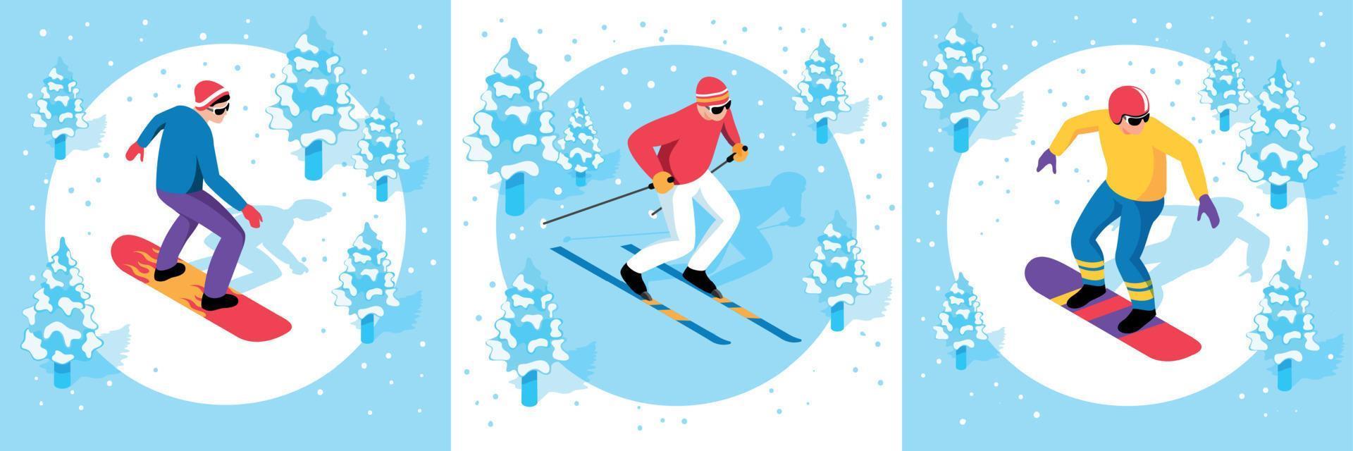 Isometric Ski Resort Set vector