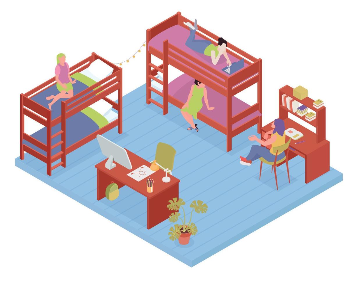 Student Dormitory Room vector